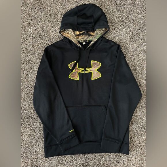 Under Armour Men’s Medium Camo and Black Hooded Sweatshirt - Picture 1 of 5